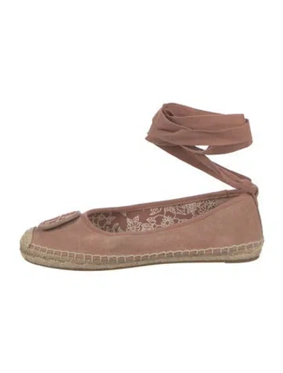 Pre-owned Tory Burch Suede Ballet Flats In Pink