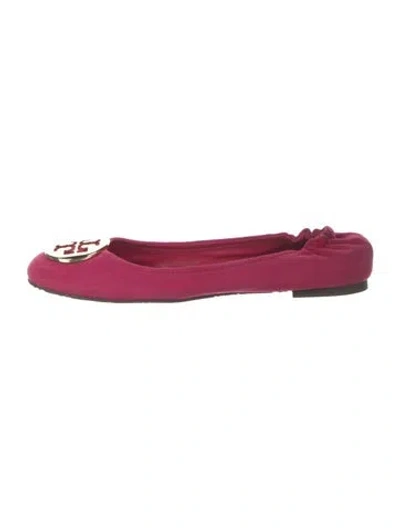 Pre-owned Tory Burch Suede Ballet Flats In Pink
