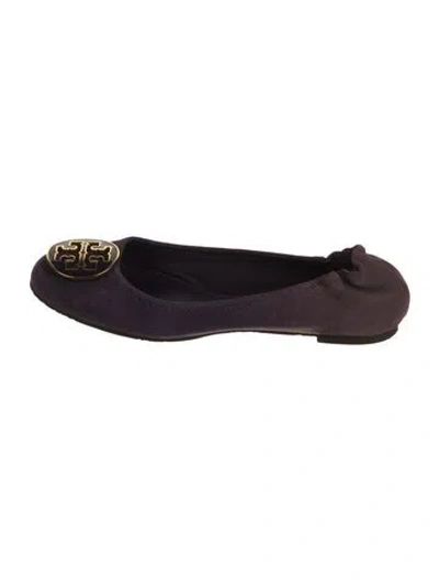Pre-owned Tory Burch Suede Ballet Flats In Purple