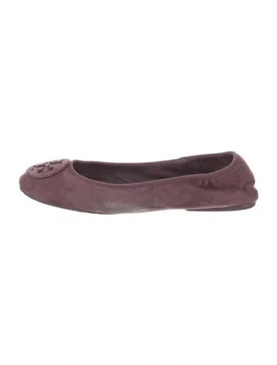 Pre-owned Tory Burch Suede Ballet Flats In Purple