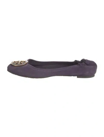 Pre-owned Tory Burch Suede Ballet Flats In Purple