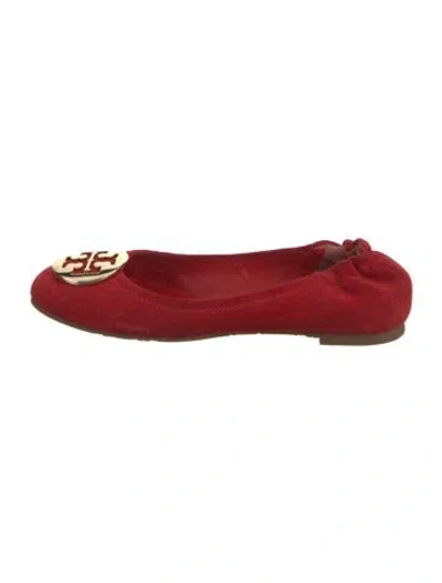 Pre-owned Tory Burch Suede Ballet Flats In Red