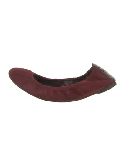 Pre-owned Tory Burch Suede Ballet Flats In Red