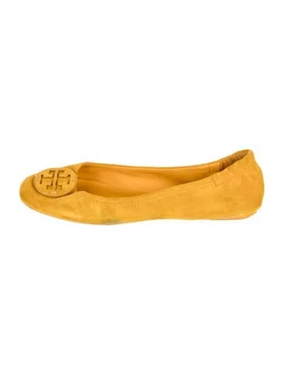 Pre-owned Tory Burch Suede Ballet Flats In Yellow