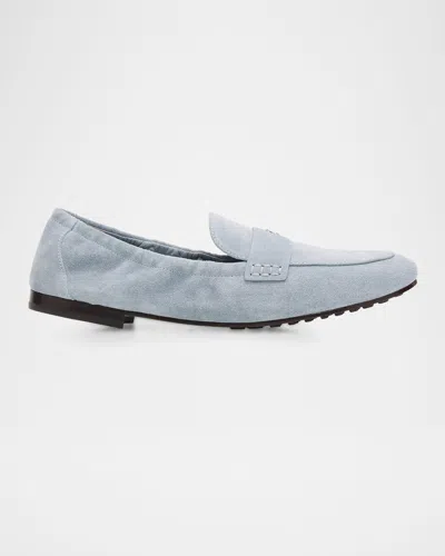 Tory Burch Suede Ballet Loafers In Blue