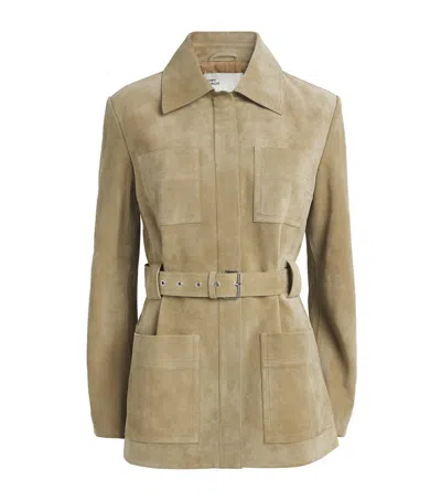 Tory Burch Suede Belted Jacket In Green