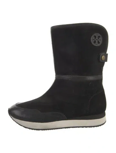 Pre-owned Tory Burch Suede Boots In Black