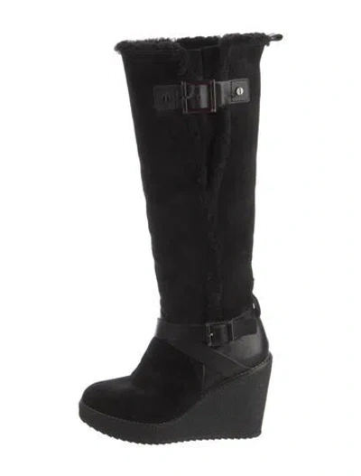 Pre-owned Tory Burch Suede Boots In Black