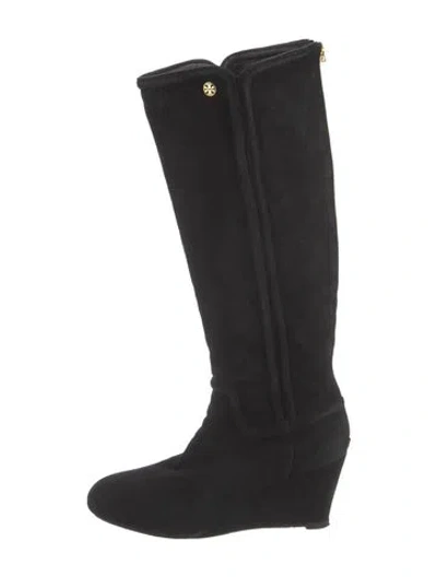 Pre-owned Tory Burch Suede Boots In Black