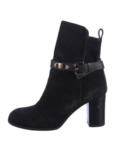 Pre-owned Tory Burch Suede Boots In Black