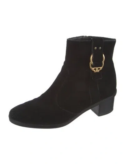Pre-owned Tory Burch Suede Boots In Black