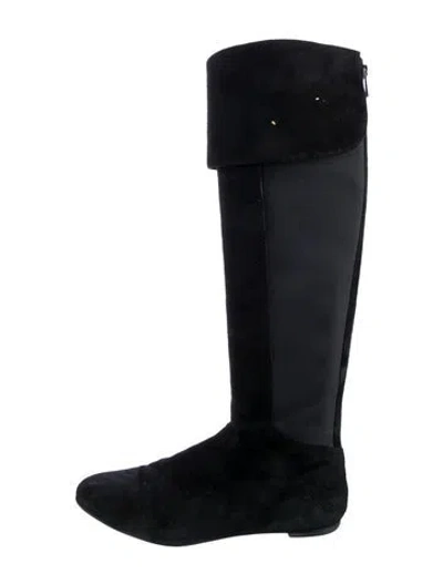 Pre-owned Tory Burch Suede Boots In Black