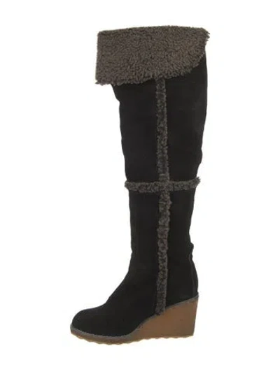 Pre-owned Tory Burch Suede Boots In Black
