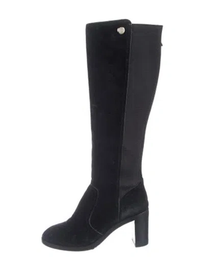 Pre-owned Tory Burch Suede Boots In Black