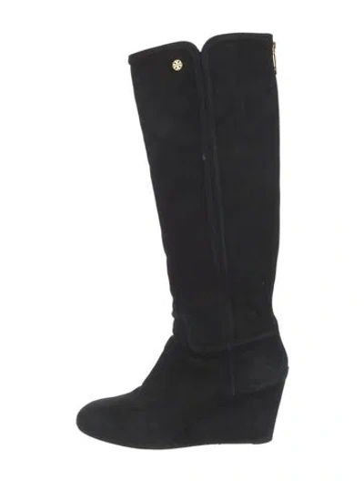 Pre-owned Tory Burch Suede Boots In Black