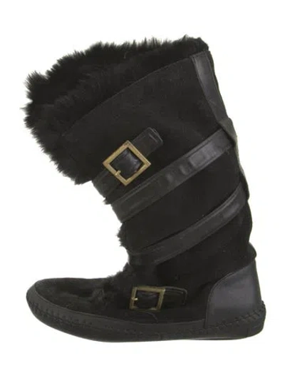 Pre-owned Tory Burch Suede Boots In Black