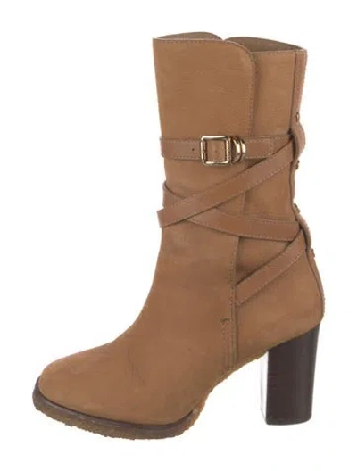 Pre-owned Tory Burch Suede Boots In Brown