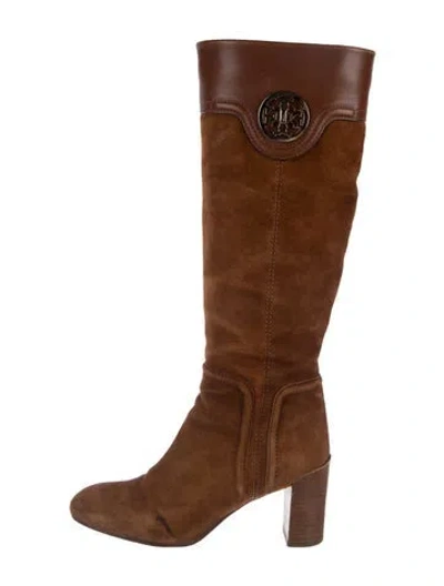 Pre-owned Tory Burch Suede Boots In Brown