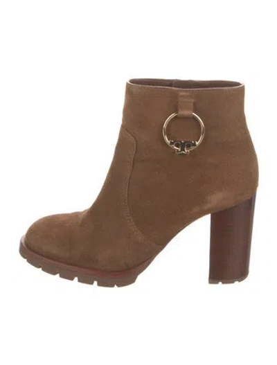 Pre-owned Tory Burch Suede Boots In Brown