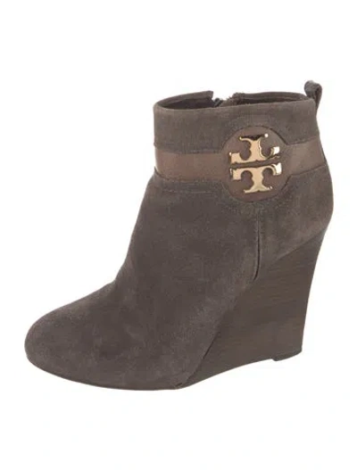 Pre-owned Tory Burch Suede Boots In Brown/grey