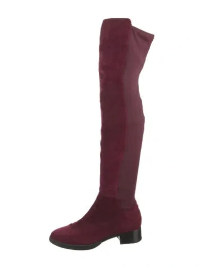 Pre-owned Tory Burch Suede Boots In Burgundy