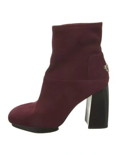 Pre-owned Tory Burch Suede Boots In Burgundy