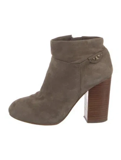 Pre-owned Tory Burch Suede Boots In Gray