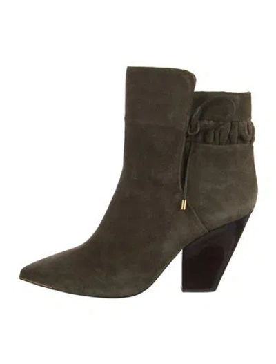 Pre-owned Tory Burch Suede Boots In Gray