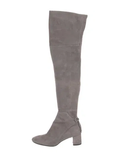 Pre-owned Tory Burch Suede Boots In Gray