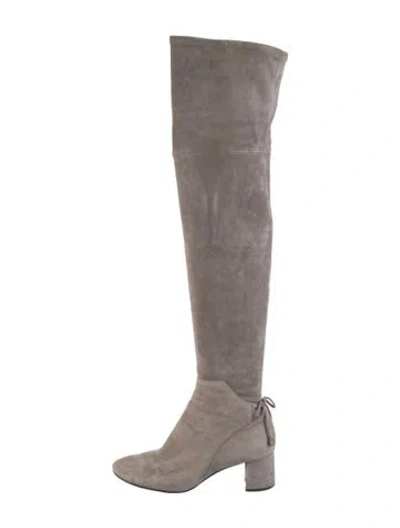 Pre-owned Tory Burch Suede Boots In Gray