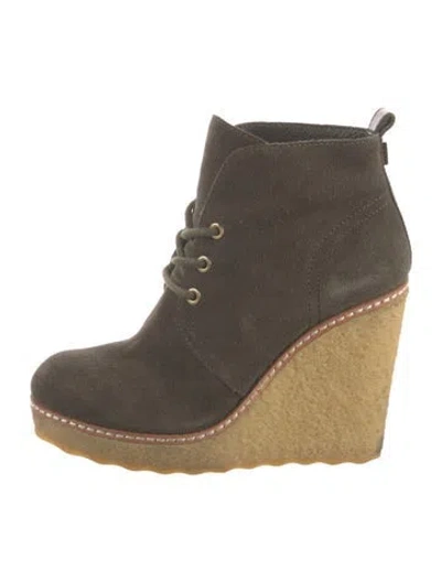 Pre-owned Tory Burch Suede Boots In Green