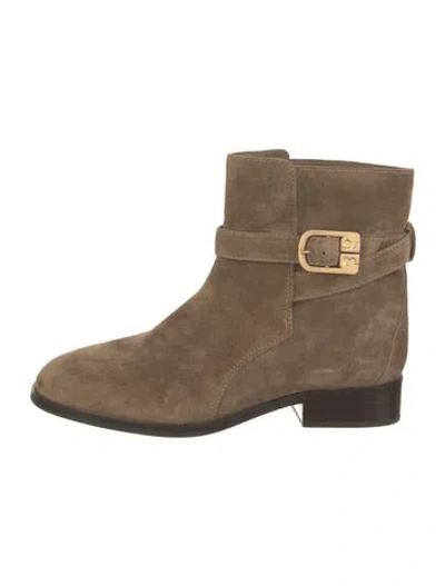 Pre-owned Tory Burch Suede Boots In Neutral