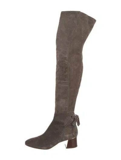 Pre-owned Tory Burch Suede Boots In Neutral