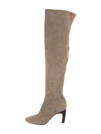 Pre-owned Tory Burch Suede Boots In Neutral