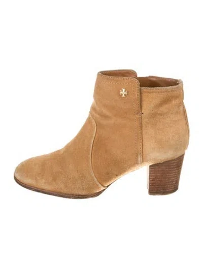 Pre-owned Tory Burch Suede Boots In Neutral