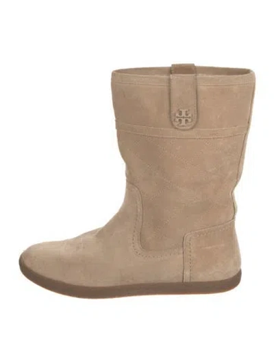 Pre-owned Tory Burch Suede Boots In Neutral