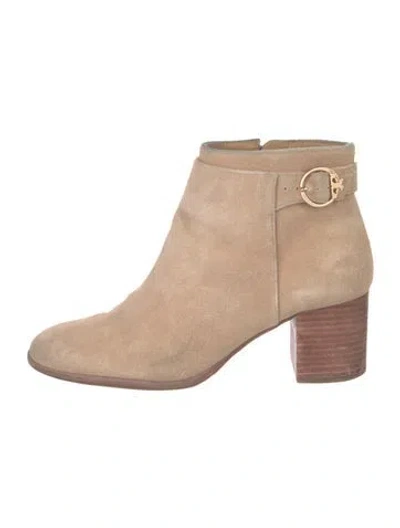 Pre-owned Tory Burch Suede Boots In Neutral