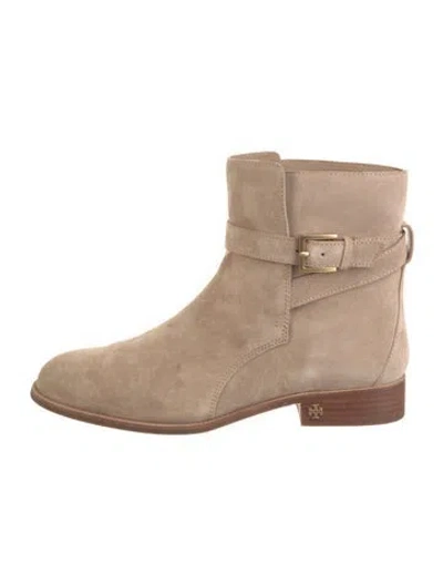Pre-owned Tory Burch Suede Boots In Neutrals