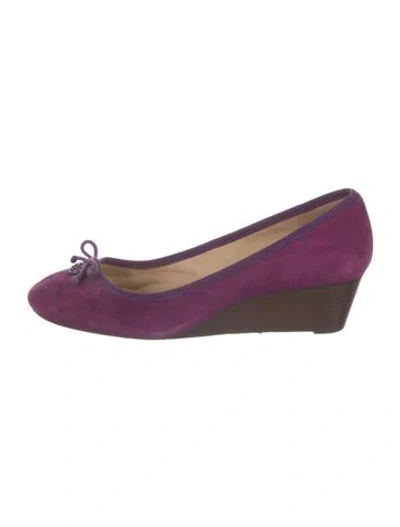 Pre-owned Tory Burch Suede Bow Accents Pumps In Purple