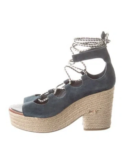 Pre-owned Tory Burch Suede Braided Accents Pumps In Blue