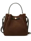 Tory Burch Romy Suede Belted Bucket Bag In Brown