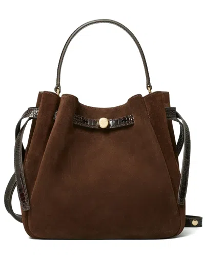 Tory Burch Suede Bucket Bag In Brown