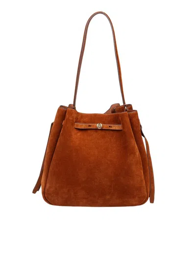 Tory Burch Suede Bucket Bag In Brown