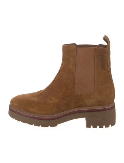 Pre-owned Tory Burch Suede Chelsea Boots In Brown