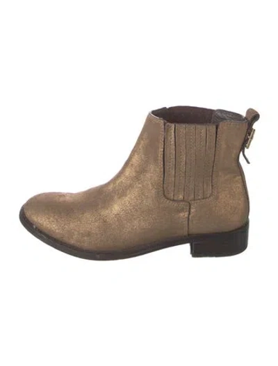 Pre-owned Tory Burch Suede Chelsea Boots In Gold/metallic