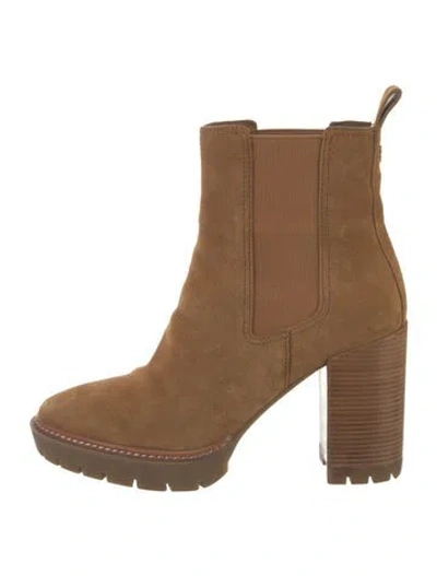 Pre-owned Tory Burch Suede Chelsea Boots In Neutral
