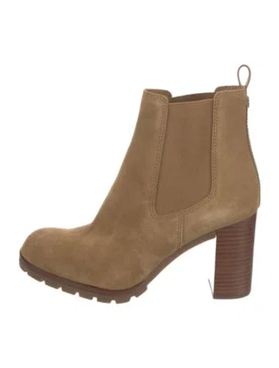 Pre-owned Tory Burch Suede Chelsea Boots In Neutral