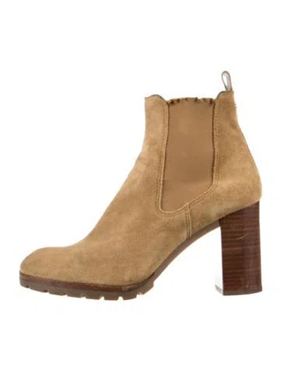 Pre-owned Tory Burch Suede Chelsea Boots In Neutrals