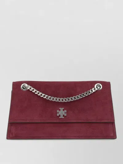 Tory Burch Suede Clutch Bag Chain Strap Design In Blue