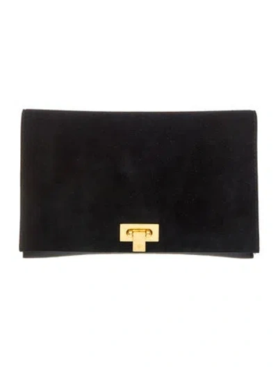 Pre-owned Tory Burch Suede Clutch In Black